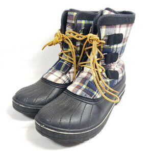 Itasca Rubber Rain Snow Boots Women's Size 10 Black Plaid Shaft